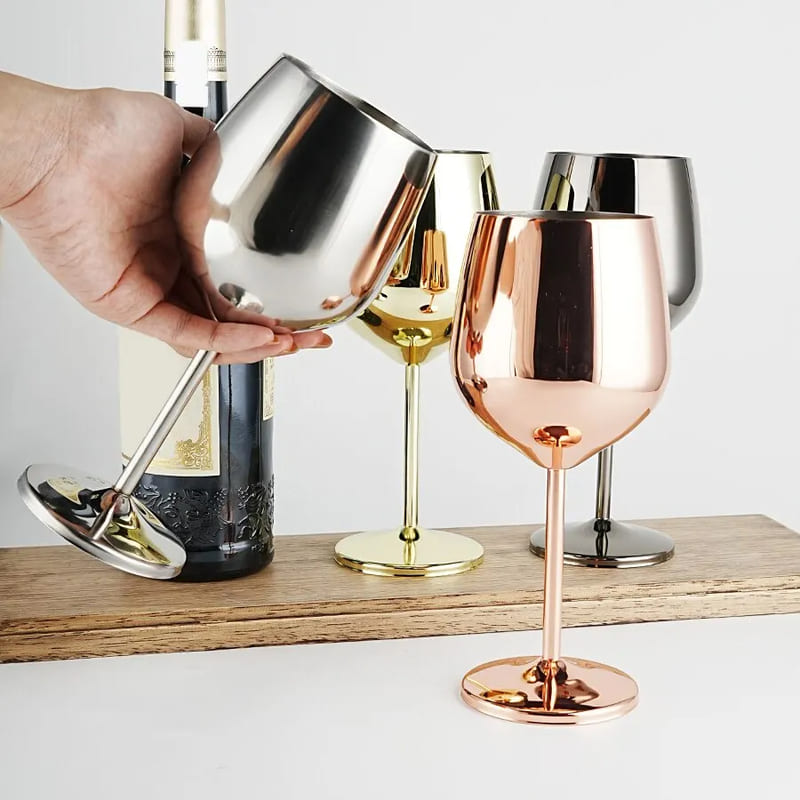 Taça de Vinho Colorida Inox Inquebrável para Bar em Casa