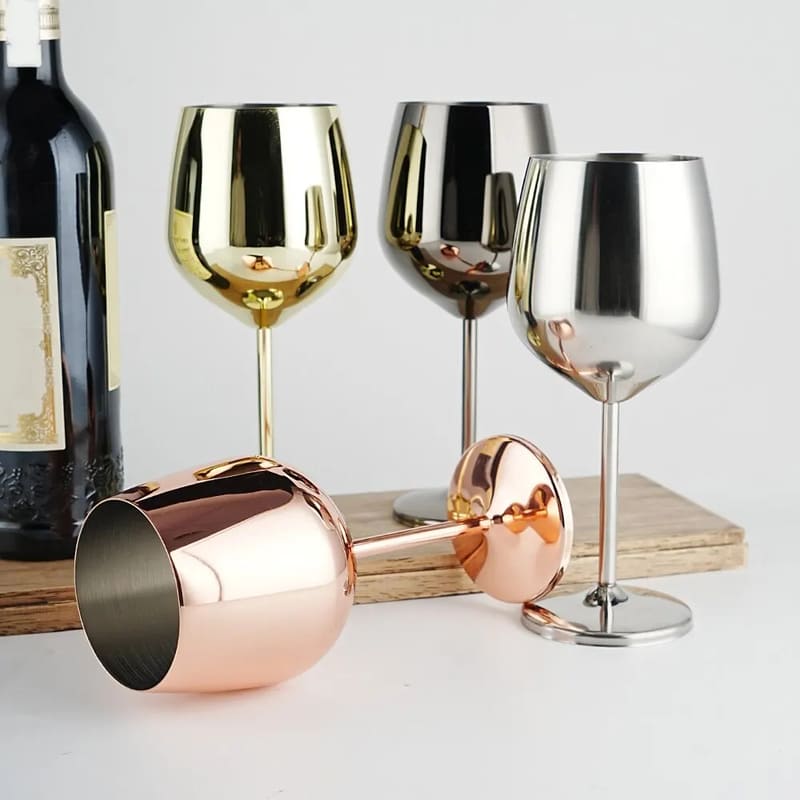 Taça de Vinho Colorida Inox Inquebrável para Bar em Casa