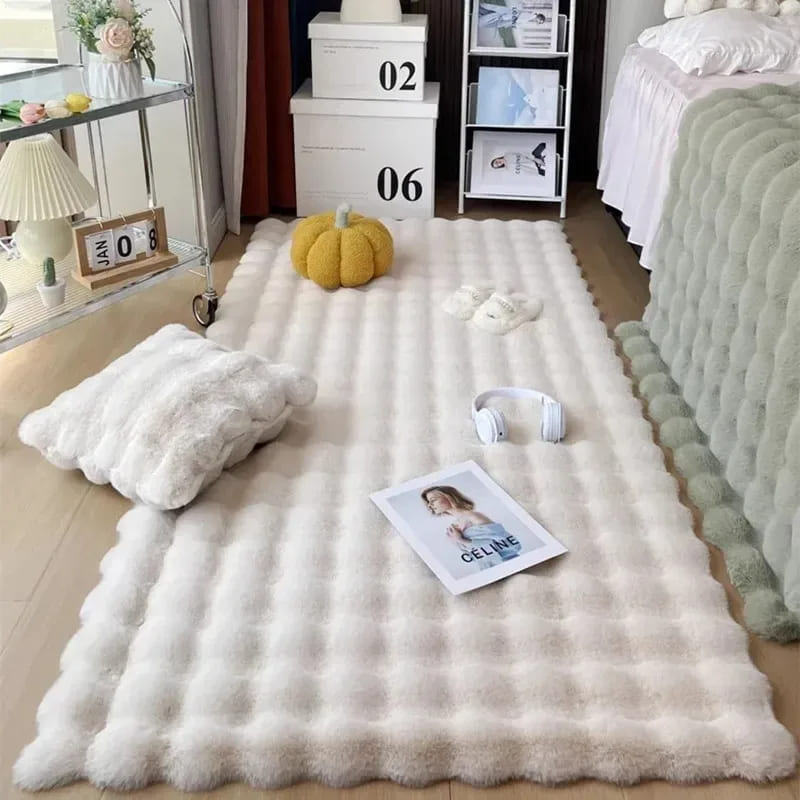 Tapete Antiderrapante Peludo para Sala e Quarto em Pelúcia