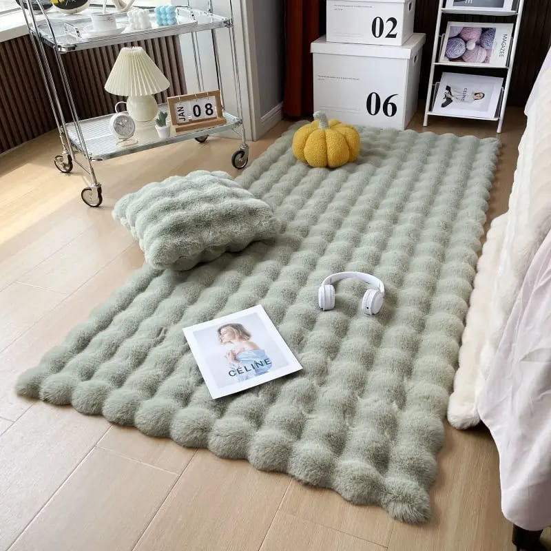 Tapete Antiderrapante Peludo para Sala e Quarto em Pelúcia