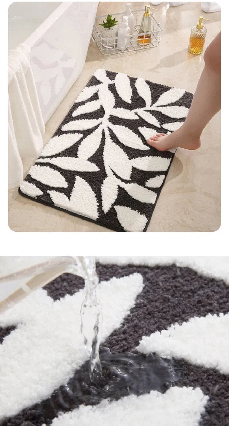 Tapete Antiderrapante com Design de Folhas – Estilo e Segurança para o Seu Espaço