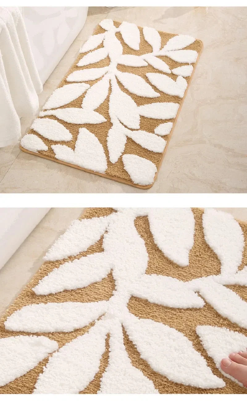 Tapete Antiderrapante com Design de Folhas – Estilo e Segurança para o Seu Espaço