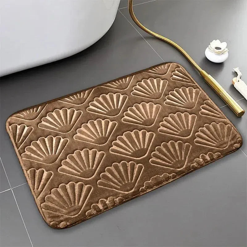 Tapete Antiderrapante em Design de Concha, Macio e Absorvente