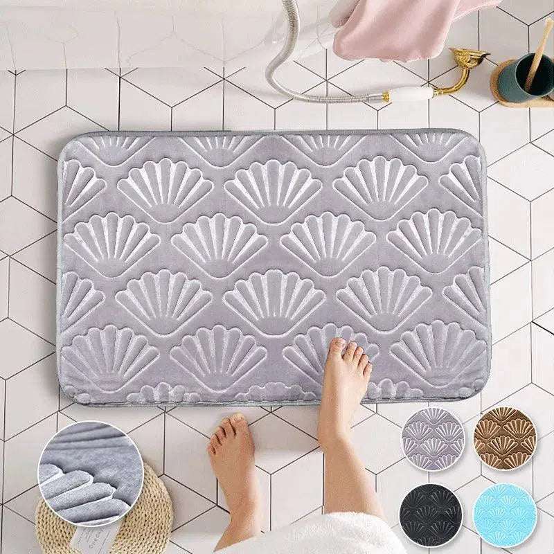 Tapete Antiderrapante em Design de Concha, Macio e Absorvente