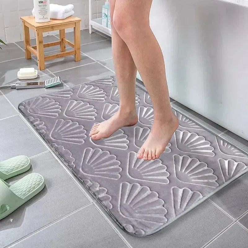 Tapete Antiderrapante em Design de Concha, Macio e Absorvente