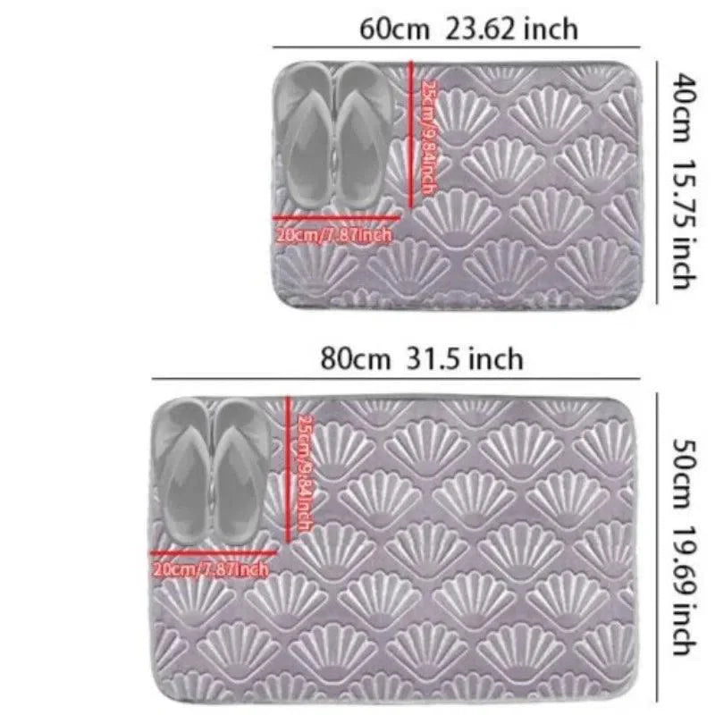 Tapete Antiderrapante em Design de Concha, Macio e Absorvente