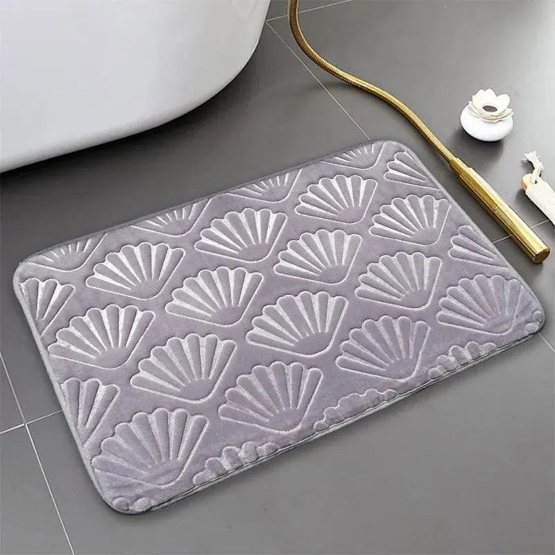 Tapete Antiderrapante em Design de Concha, Macio e Absorvente
