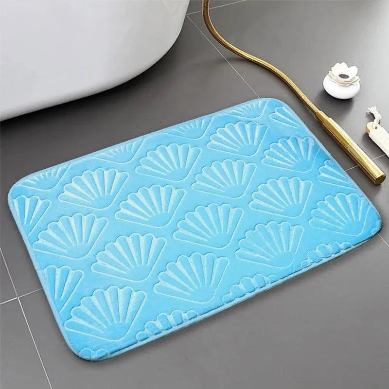 Tapete Antiderrapante em Design de Concha, Macio e Absorvente