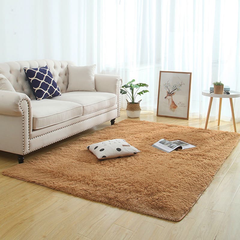 Tapete Felpudo Liso Caramelo - Alfombra Suave para Decoración del Hogar
