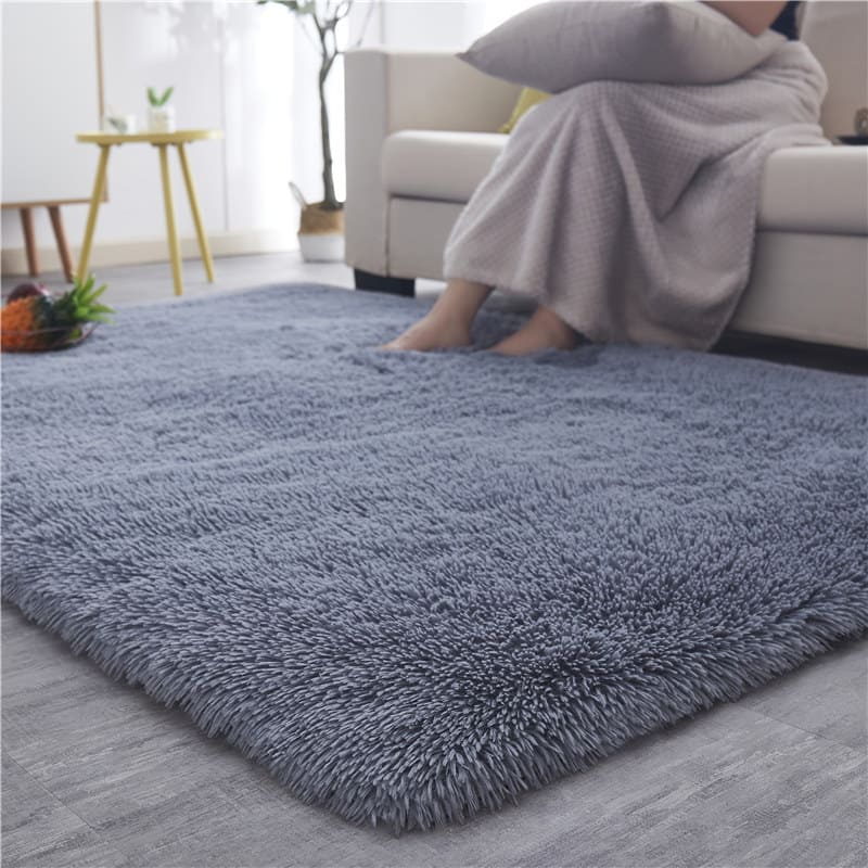 Tapete Felpudo Liso Cinza - Ideal para Sala e Quarto