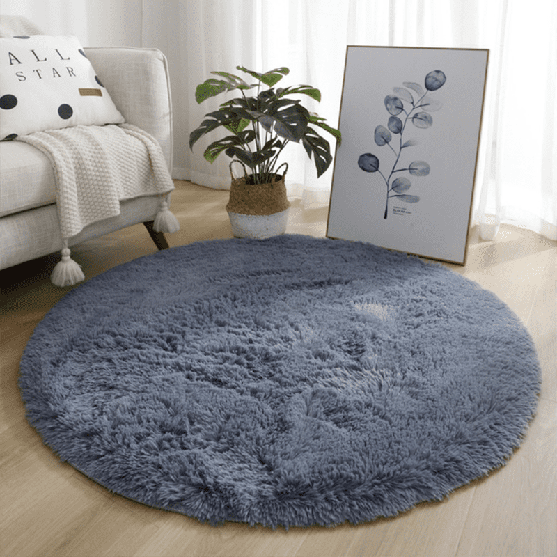 Tapete Felpudo Redondo Cinza Escuro - Ideal para Decoração de Ambientes
