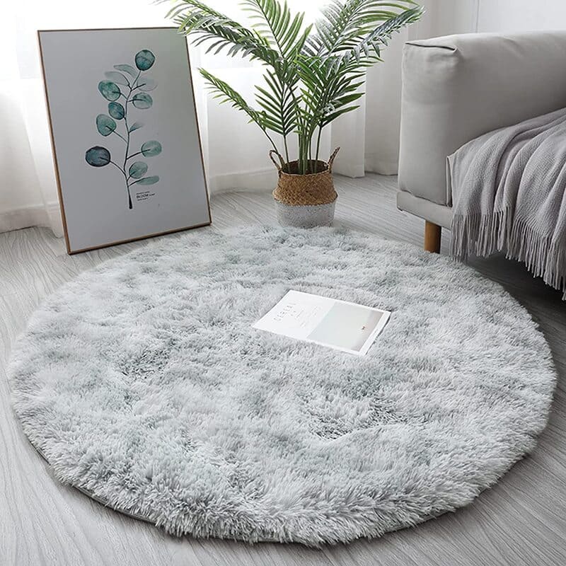 Tapete Felpudo Redondo Cinza Mescla - Ideal para Decoração de Interiores