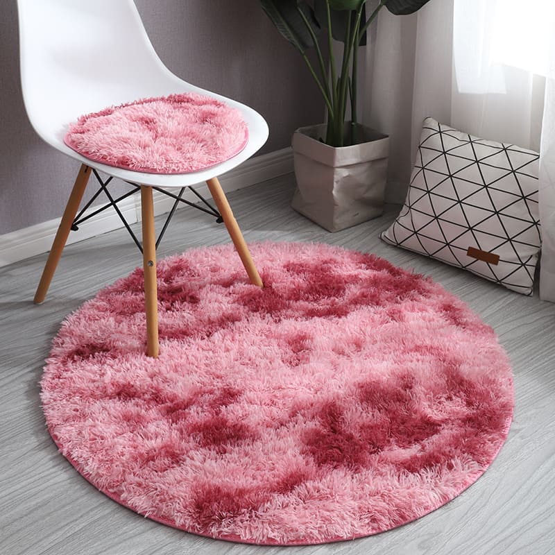 Tapete Felpudo Redondo Vermelho Mescla - Ideal para Decoração de Ambientes