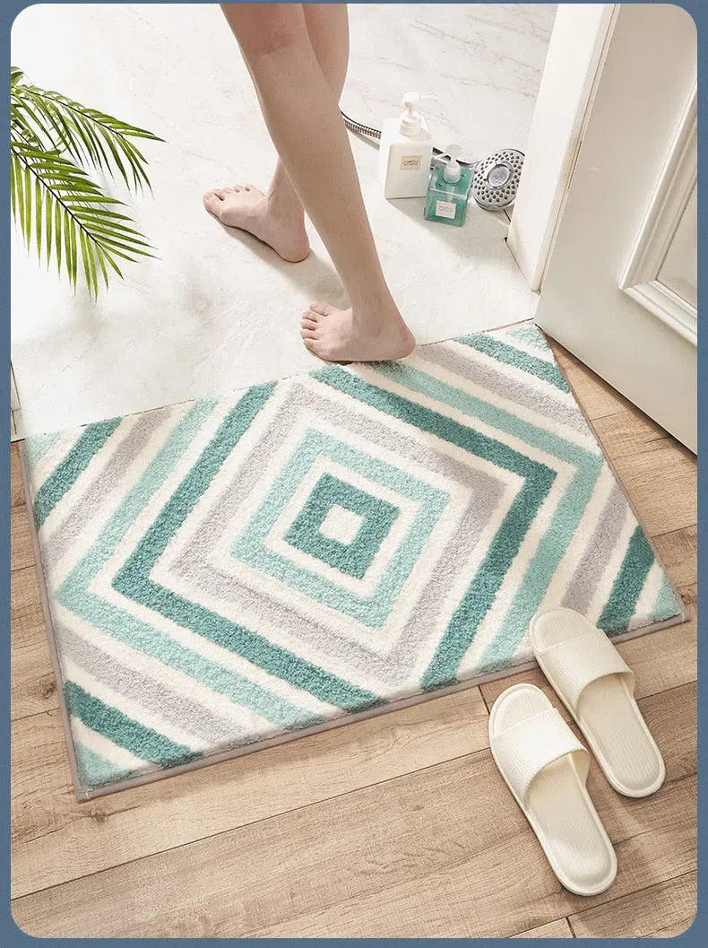 Tapete Geométrico de Microfibra Antiderrapante para Sala e Quarto