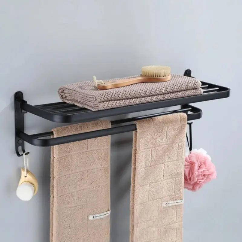 Toalheiro Duplo Preto Matte para Banheiro - Acessório de Banho Moderno