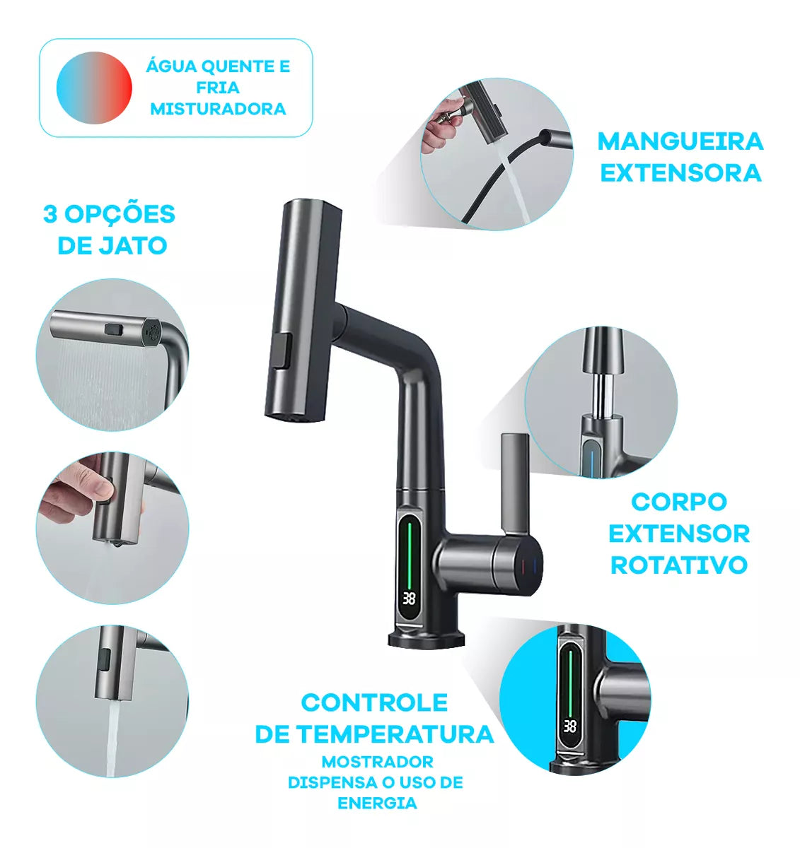 Torneira Gourmet Digital com Sensor de Temperatura e Controle de Fluxo
