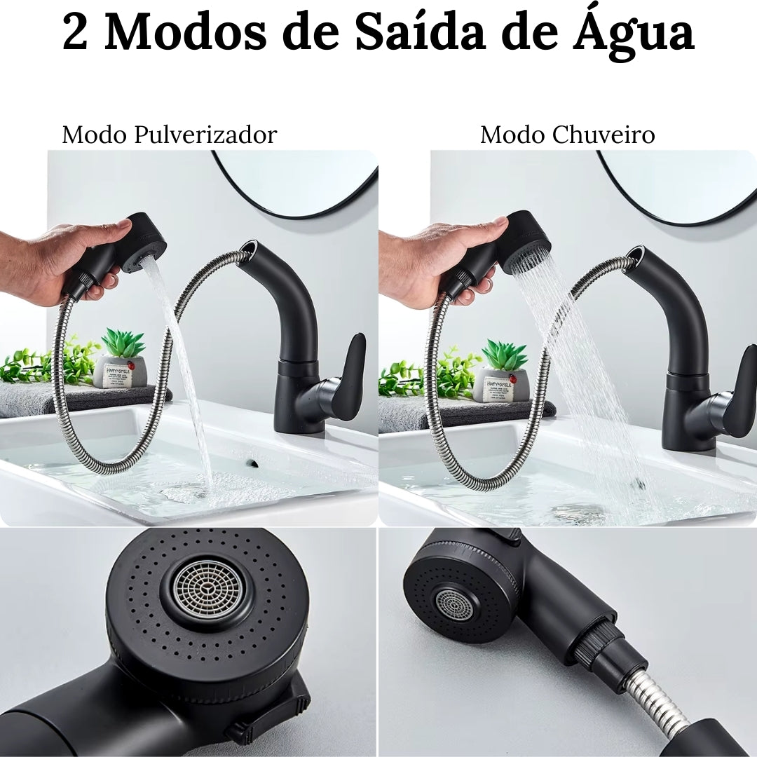 Torneira Gourmet Extensível para Banheiro Zenith - Design Moderno e Funcional