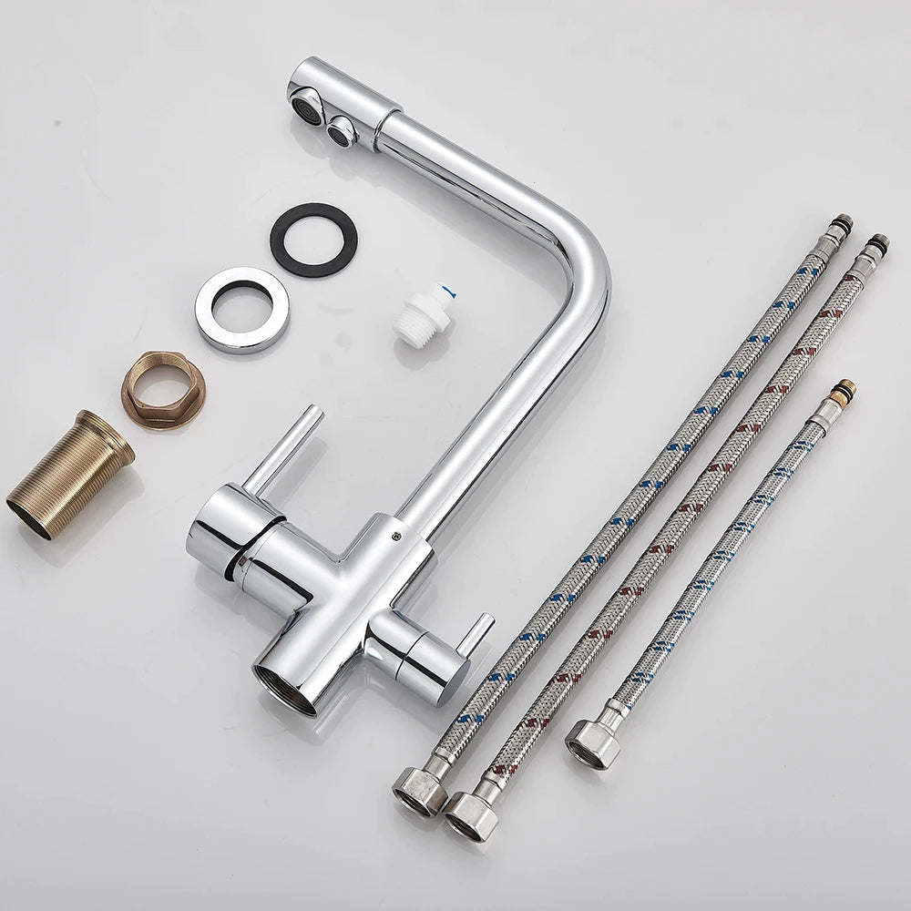 Torneira Gourmet para Cozinha com Filtro Duplo Comando e Design Giratório