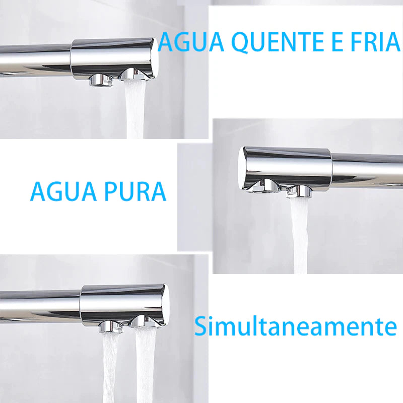 Torneira Gourmet para Cozinha com Filtro Duplo Comando e Design Giratório