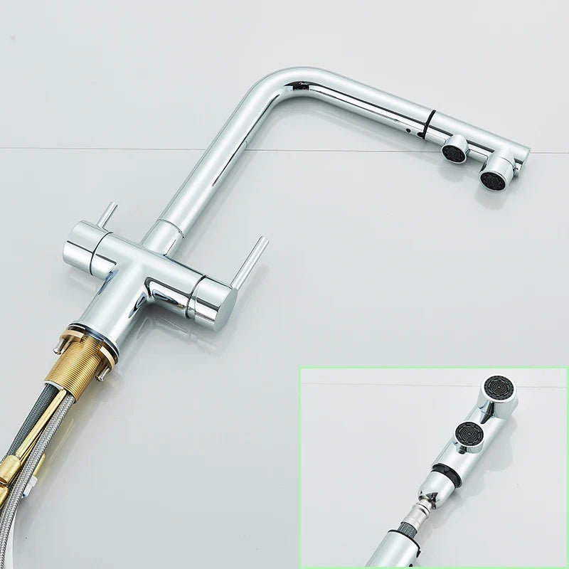 Torneira Gourmet para Cozinha com Filtro Duplo Comando e Design Giratório