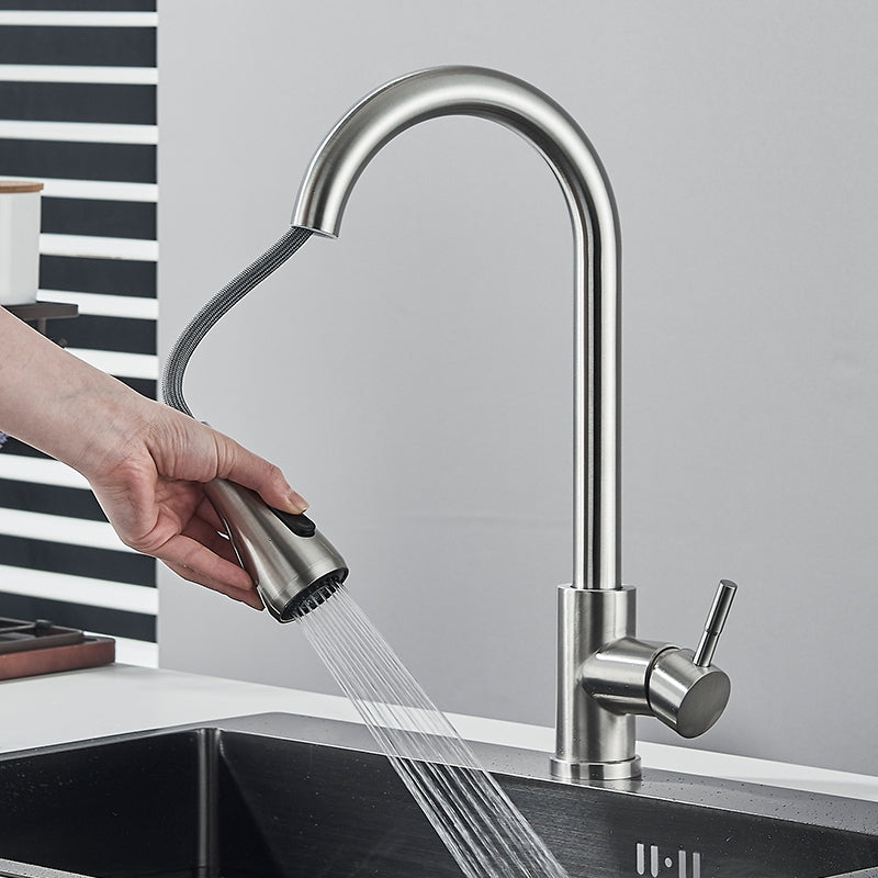 Torneira Monocomando de Cozinha em Níquel Escovado com Extensor
