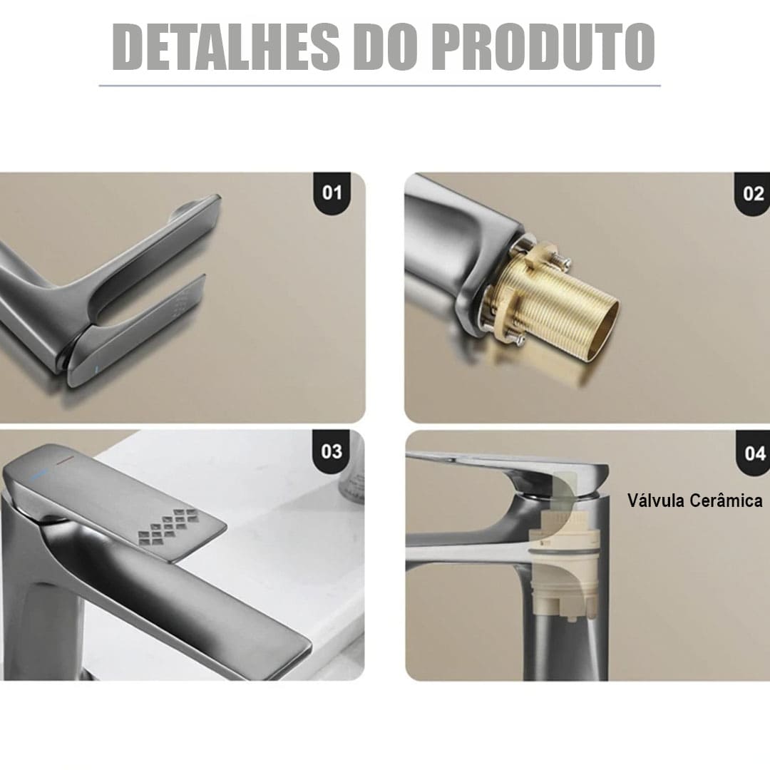 Torneira Monocomando para Banheiro Detalhada - Design Moderno e Funcional
