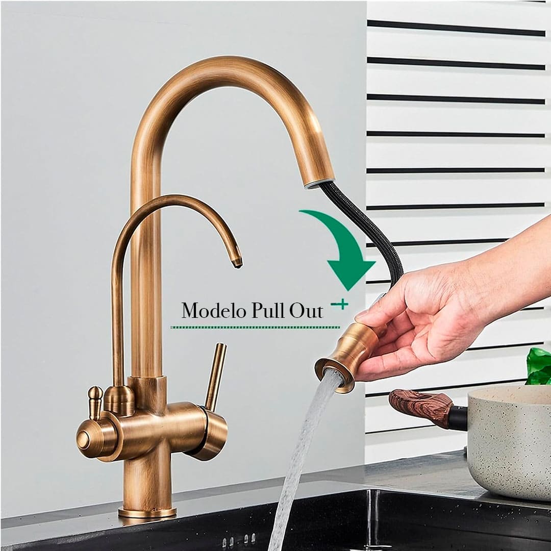 Torneira Monocomando para Cozinha com Filtro e Jato Extensível - Modelo Mistral