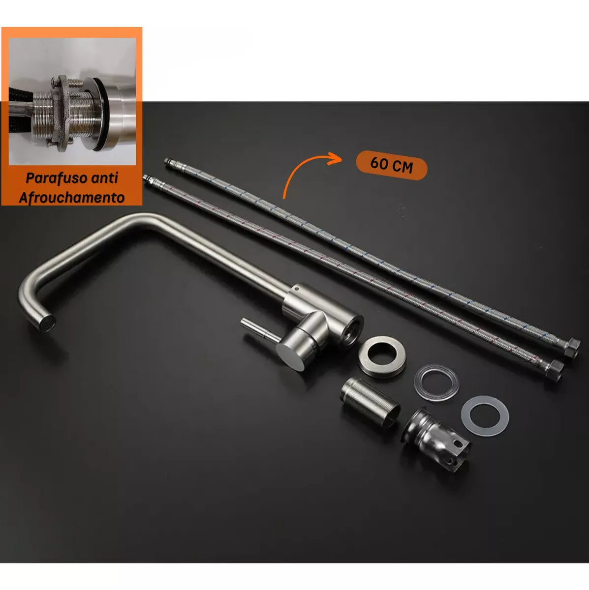 Torneira Monocomando para Cozinha com Misturador e Acabamento em Cromo