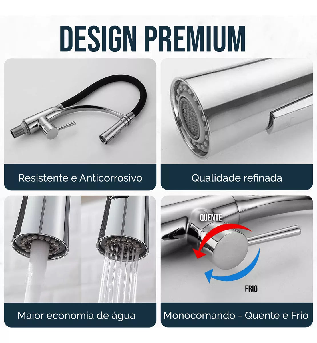 Torneira de Cozinha Napoli - Misturador de Água Fria e Quente