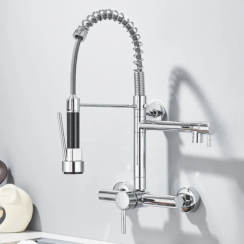 Torneira de Parede para Cozinha - Misturador Retrátil Pull Out
