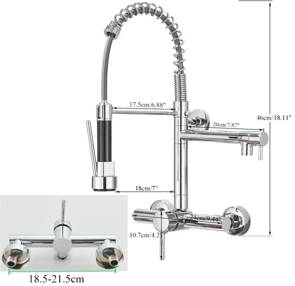 Torneira de Parede para Cozinha - Misturador Retrátil Pull Out