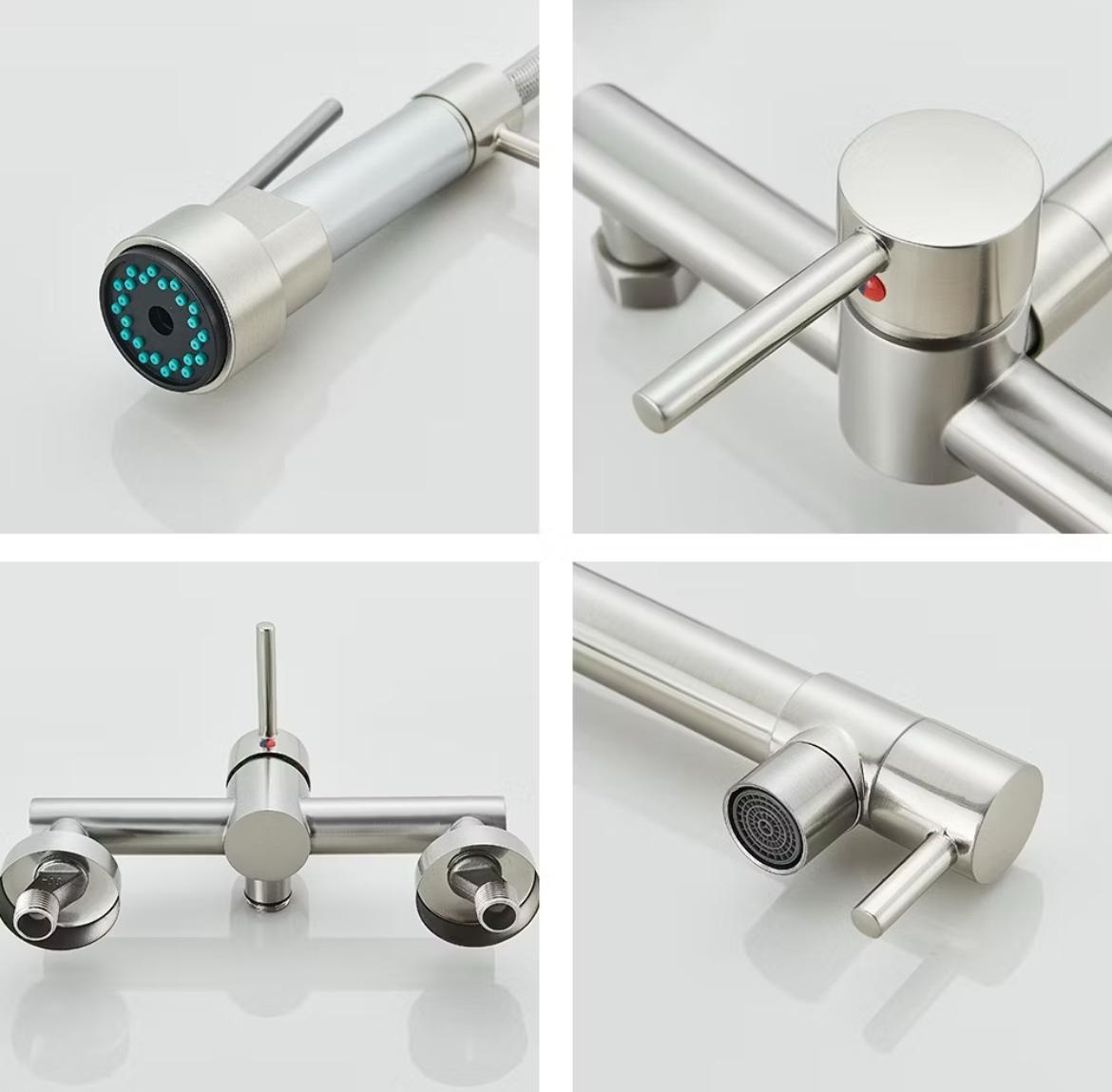 Torneira de Parede para Cozinha - Misturador Retrátil Pull Out