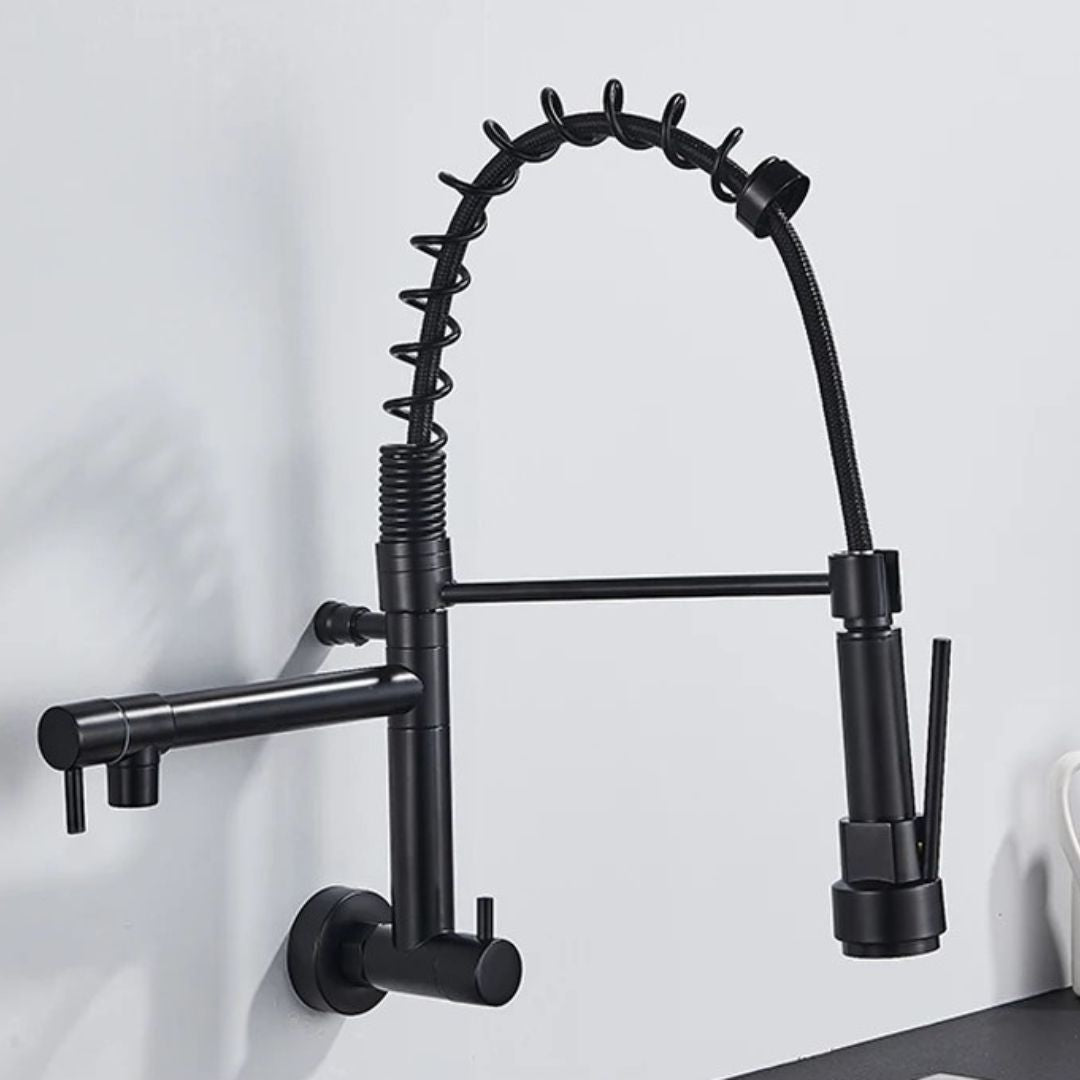 Torneira de Parede para Cozinha com Bica Móvel e Acabamento Cromado