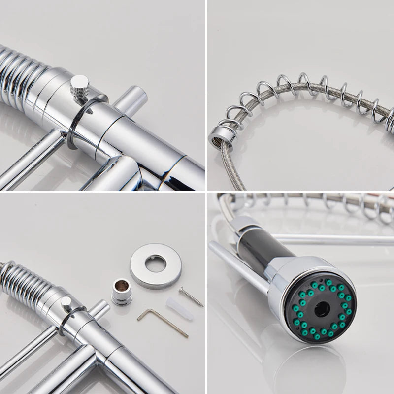 Torneira de Parede para Cozinha com Bica Móvel e Acabamento Cromado