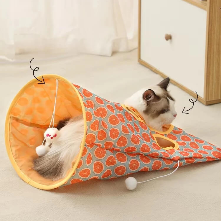 Túnel Interativo para Gatos - Brinquedo para Estímulo e Entretenimento Felino