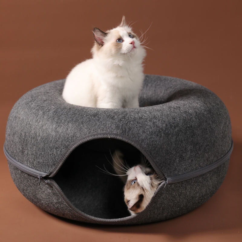 Túnel Redondo para Gatos - Juguete Interactivo tipo Donut