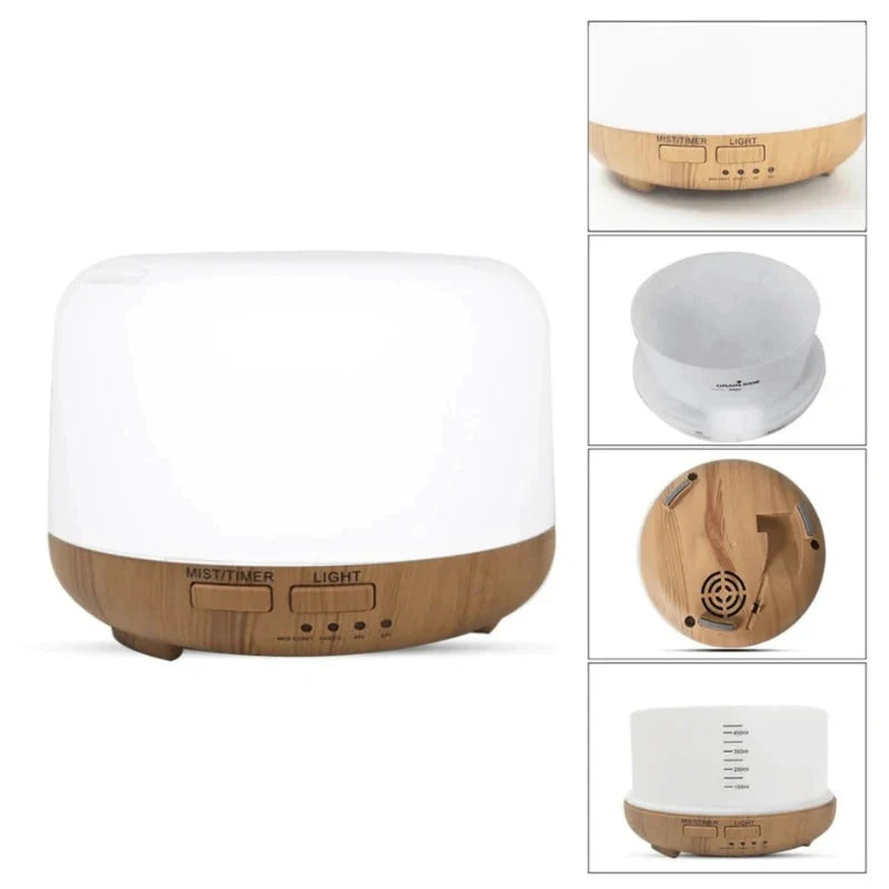 Umidificador e Difusor Ultrassônico RGB 500ml - Aromaterapia e Iluminação LED
