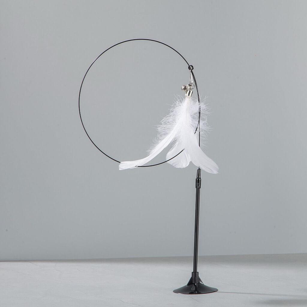 Varinha de Brinquedo para Gatos com Ventosa e Penas Coloridas