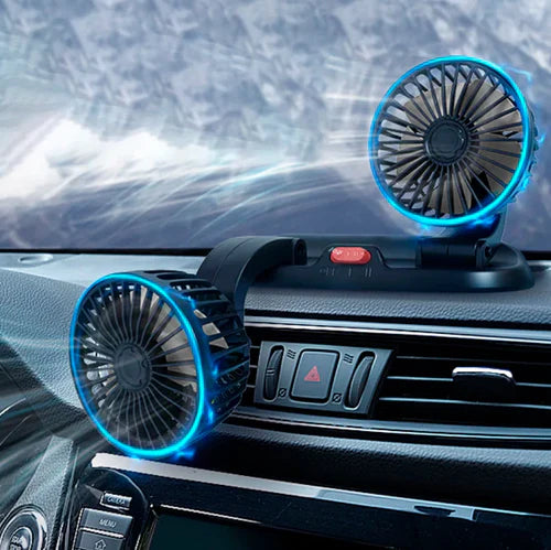 Ventilador Duplo Automotivo Portátil - Ventilador de Carro com Duas Ventoinhas