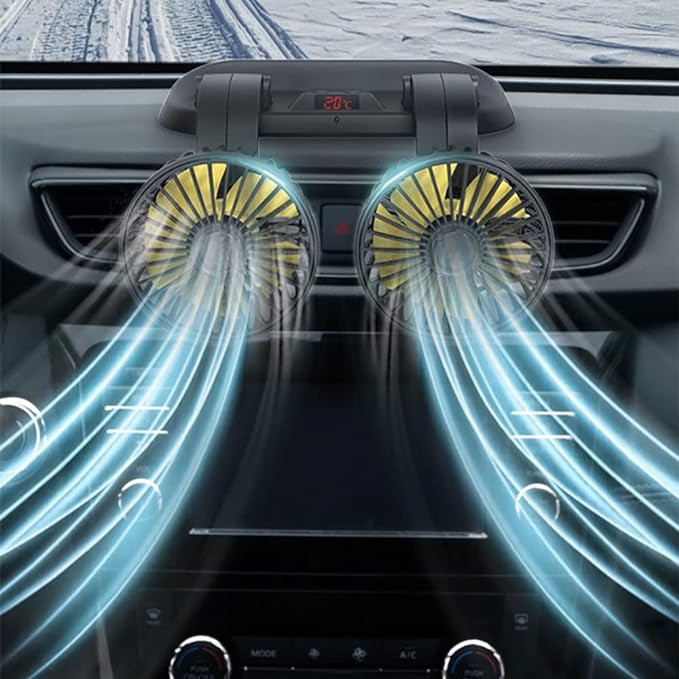Ventilador Duplo Automotivo Portátil - Ventilador de Carro com Duas Ventoinhas