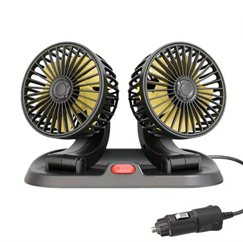 Ventilador Duplo Automotivo Portátil - Ventilador de Carro com Duas Ventoinhas