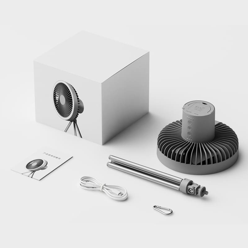 Ventilador Portátil Turbo para Camping com Tripé e Luz LED Recarregável