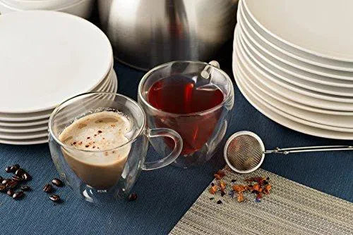 Xícara de Vidro Duplo em Formato de Coração - Capacidade 180ml ou 240ml