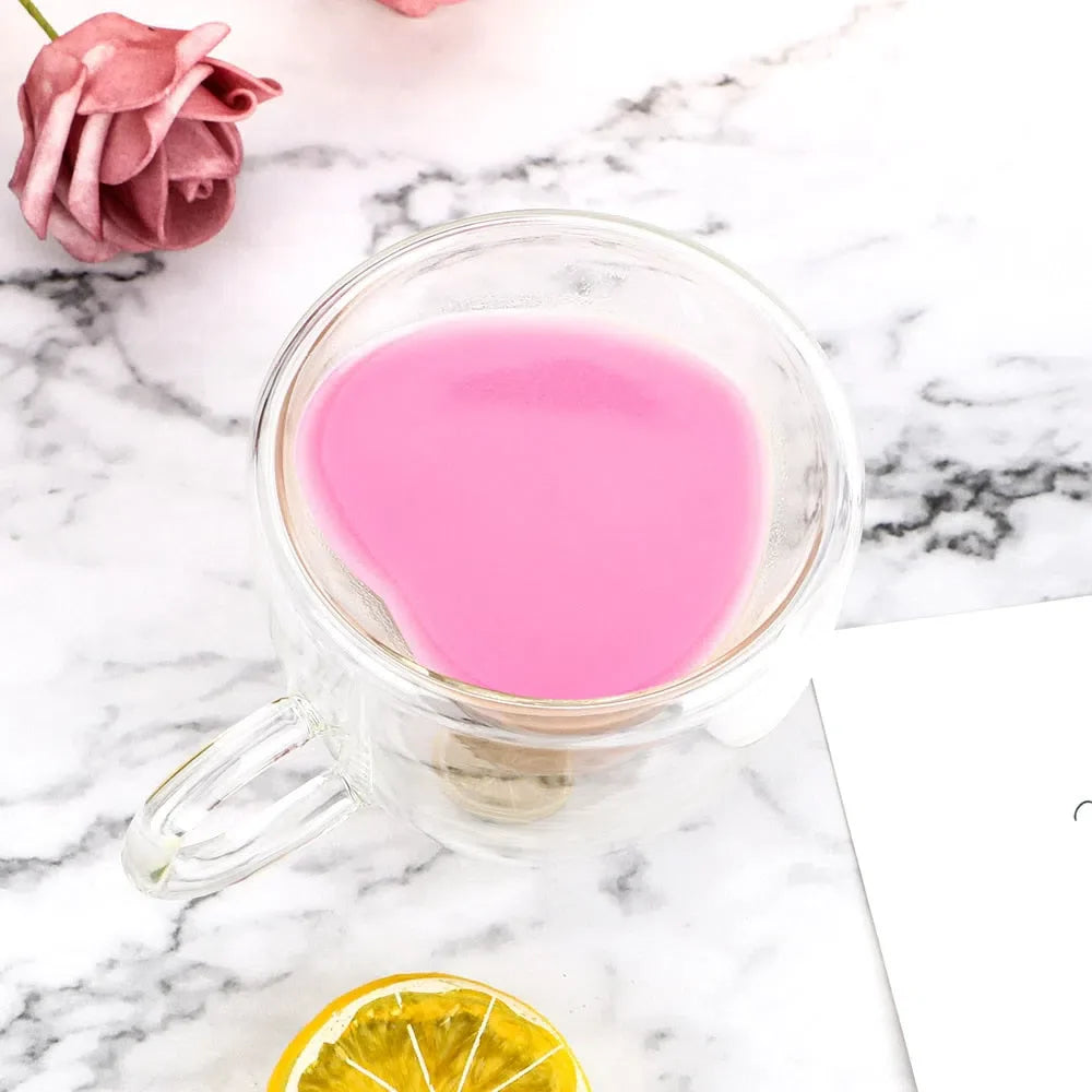 Xícara de Vidro Duplo em Formato de Coração - Capacidade 180ml ou 240ml