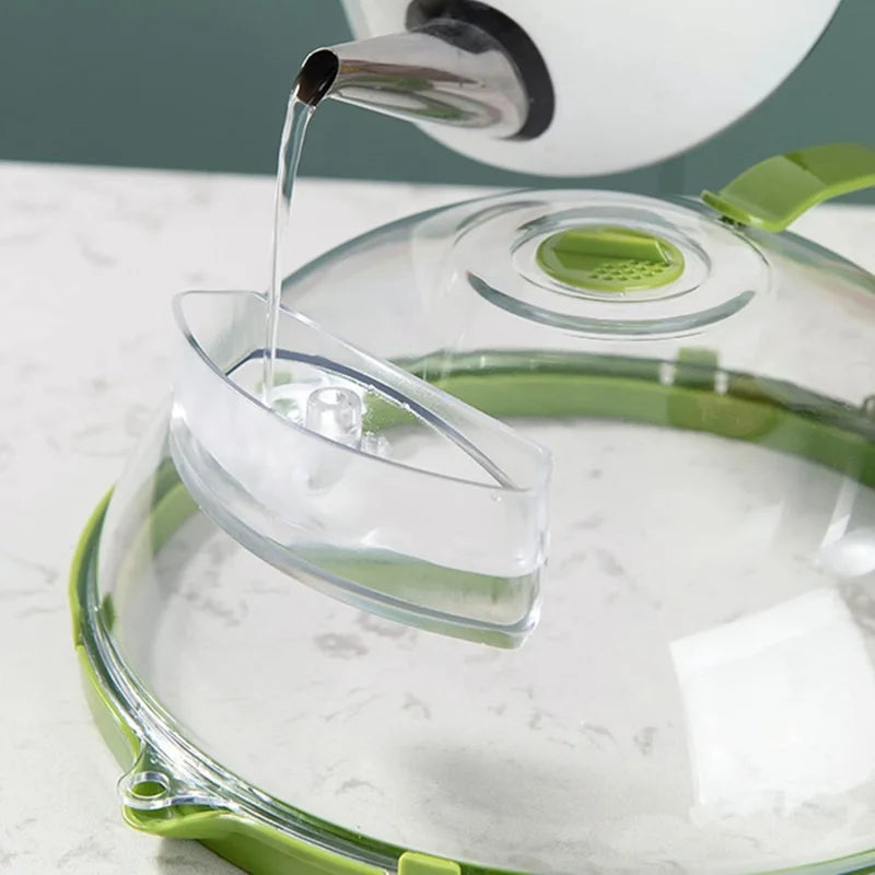 Anti-Respingos para Micro-ondas com Dispenser de Água - Tampa Prática e Eficiente