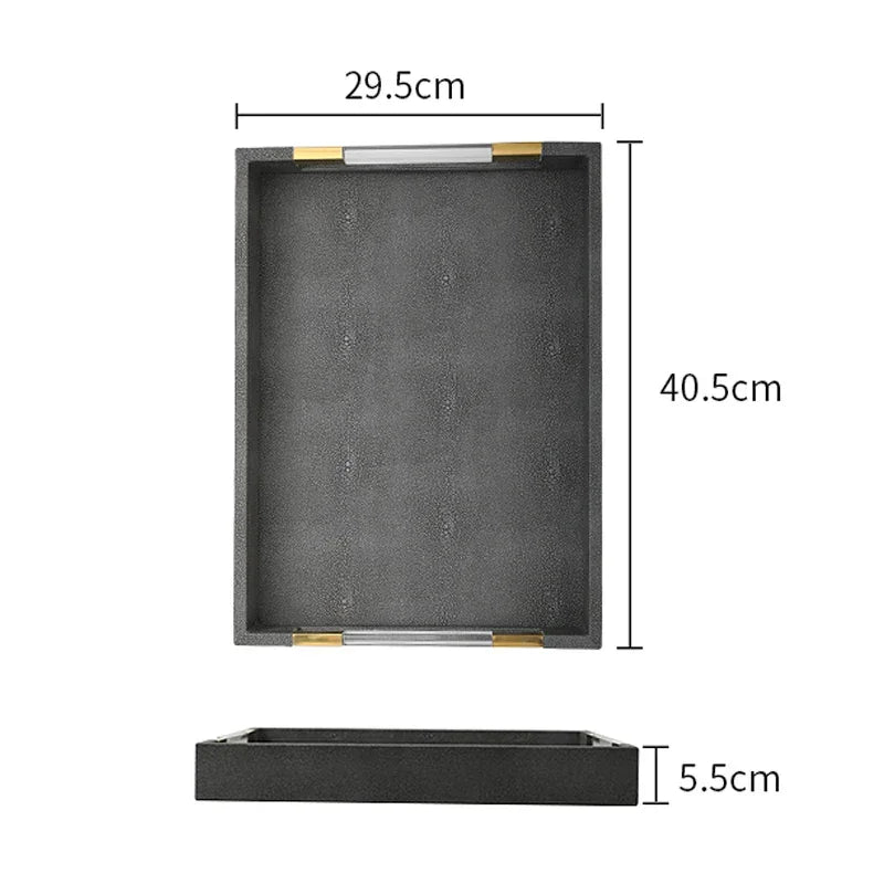 Bandeja Retangular de Couro para Organização e Decoração