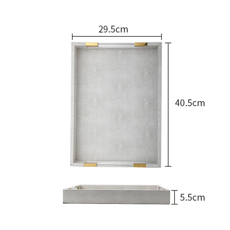 Bandeja Retangular de Couro para Organização e Decoração