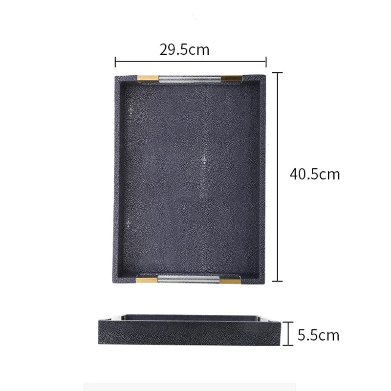 Bandeja Retangular de Couro para Organização e Decoração