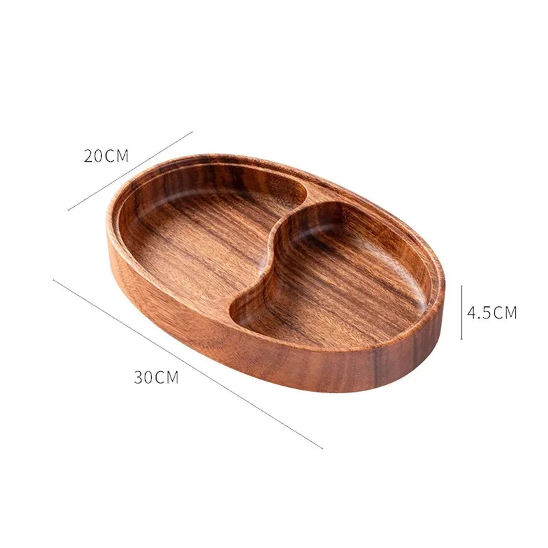 Bandeja Rústica de Madeira Dividida para Servir Aperitivos