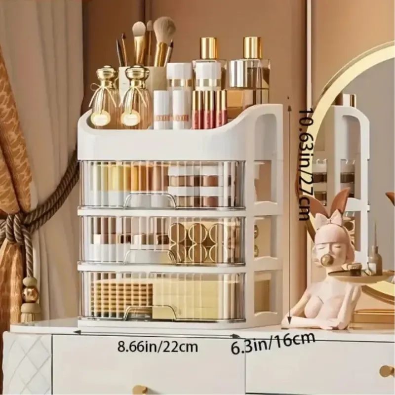 Caixa Organizadora de Maquiagem com Gavetas Transparentes - Armazenamento Prático e Estiloso